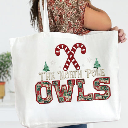 Owls Christmas themed Mascot PNG Christmas School Spirit, Holiday Mascot, Game day Christmas Festive Faux Embroidery Digital Download