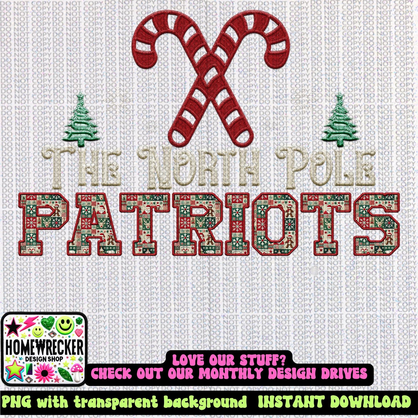 Patriots Christmas themed Mascot PNG Christmas School Spirit, Holiday Mascot, Game day Christmas Festive Faux Embroidery Digital Download