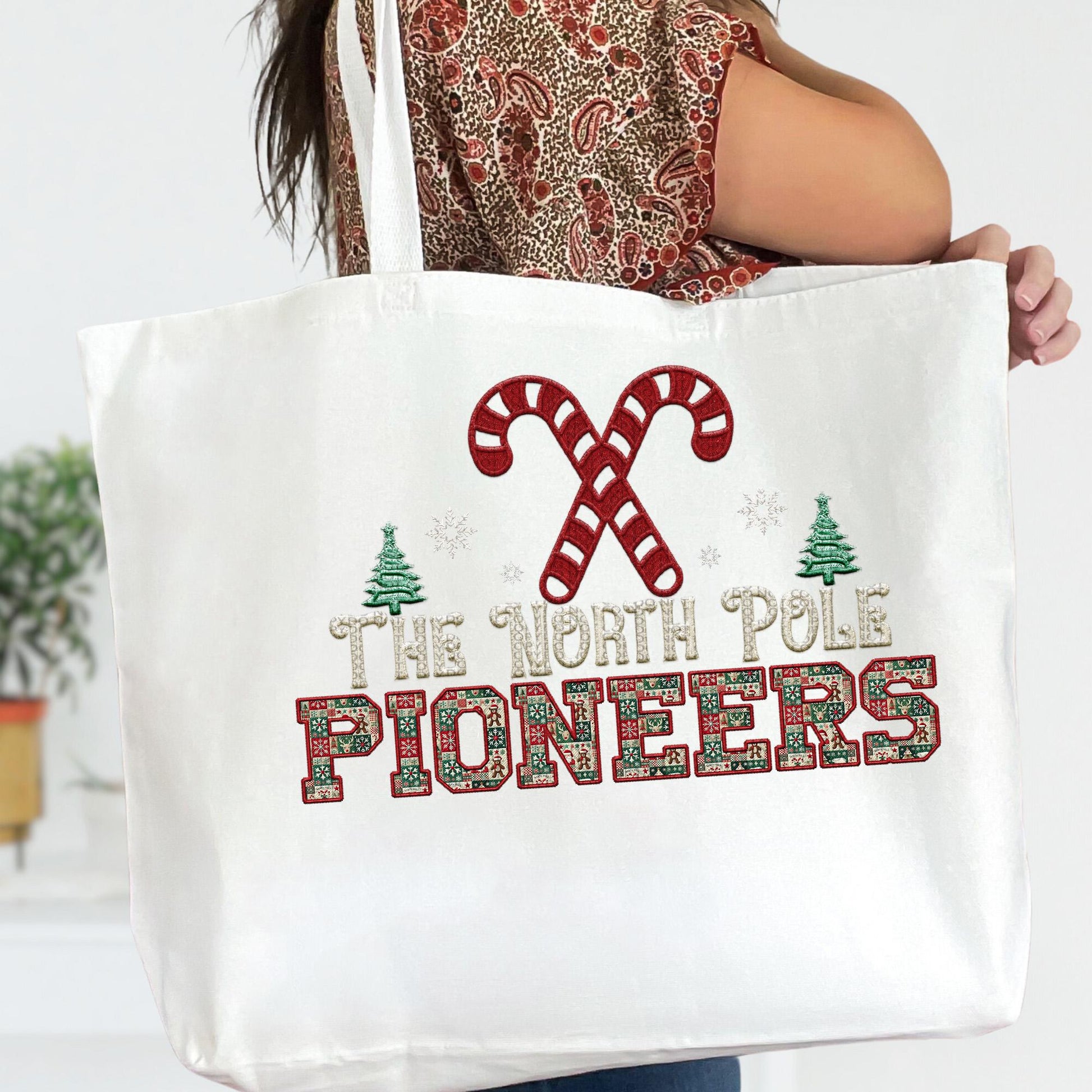 Pioneers Christmas themed Mascot PNG Christmas School Spirit,Holiday Mascot, Game day Christmas Festive Faux Embroidery Digital Download