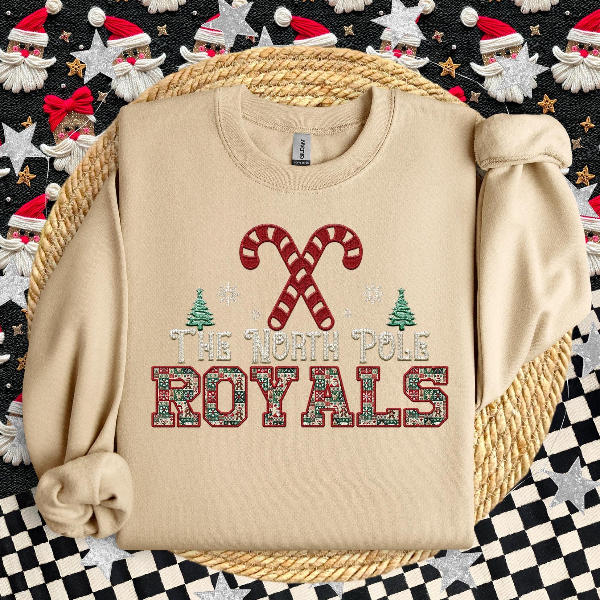 Royals Christmas themed Mascot PNG Christmas School Spirit, Holiday Mascot, Game day Christmas Festive Faux Embroidery Digital Download