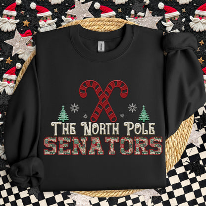 Senators Christmas themed Mascot PNG Christmas School Spirit, Holiday Mascot, Game day Christmas Festive Faux Embroidery Digital Download