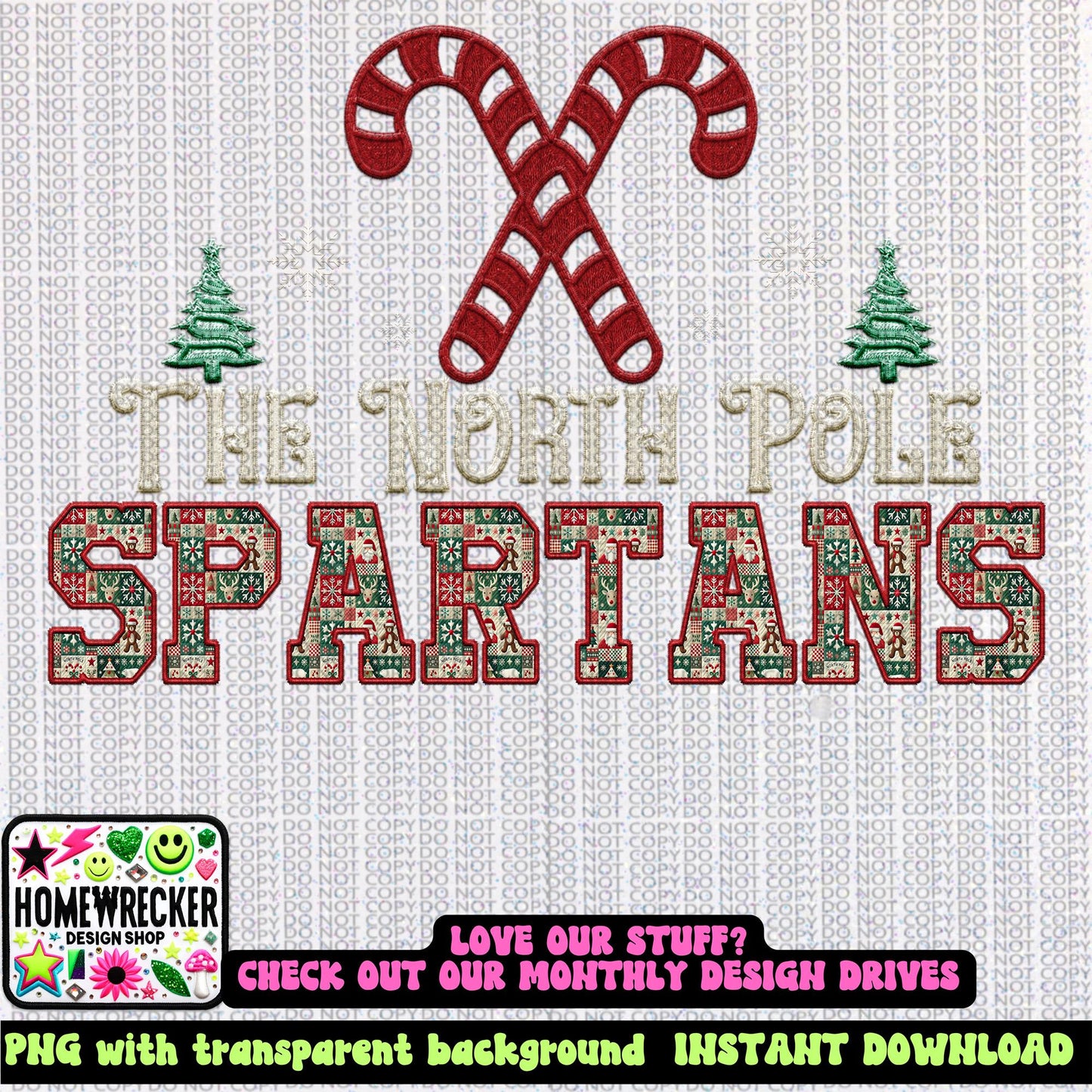 Spartans Christmas themed Mascot PNG Christmas School Spirit, Holiday Mascot, Game day Christmas Festive Faux Embroidery Digital Download