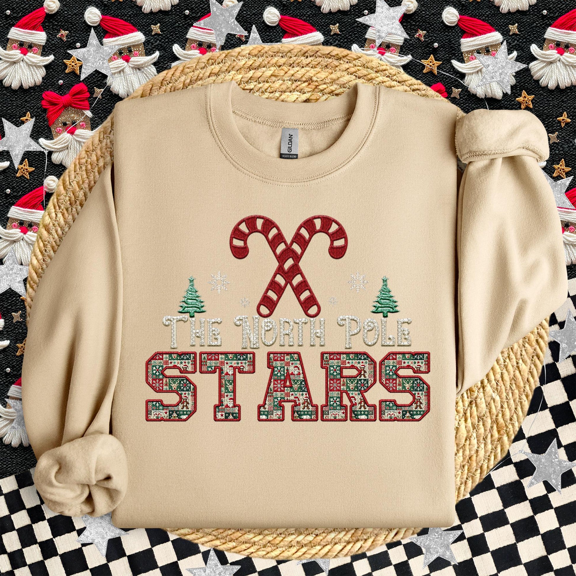 Stars Christmas themed Mascot PNG Christmas School Spirit, Holiday Mascot, Game day Christmas Festive Faux Embroidery Digital Download