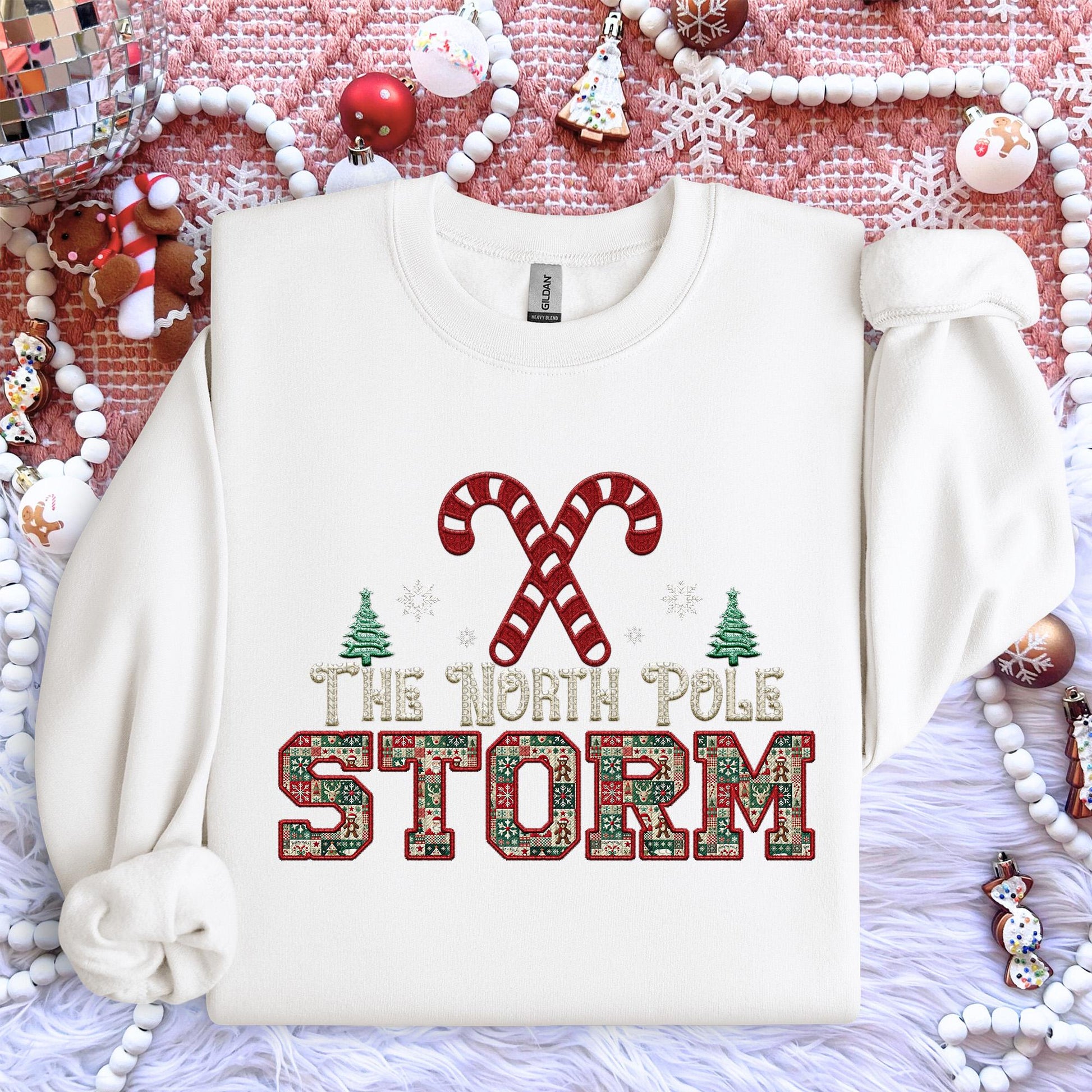 Storm Christmas themed Mascot PNG Christmas School Spirit, Holiday Mascot, Game day Christmas Festive Faux Embroidery Digital Download