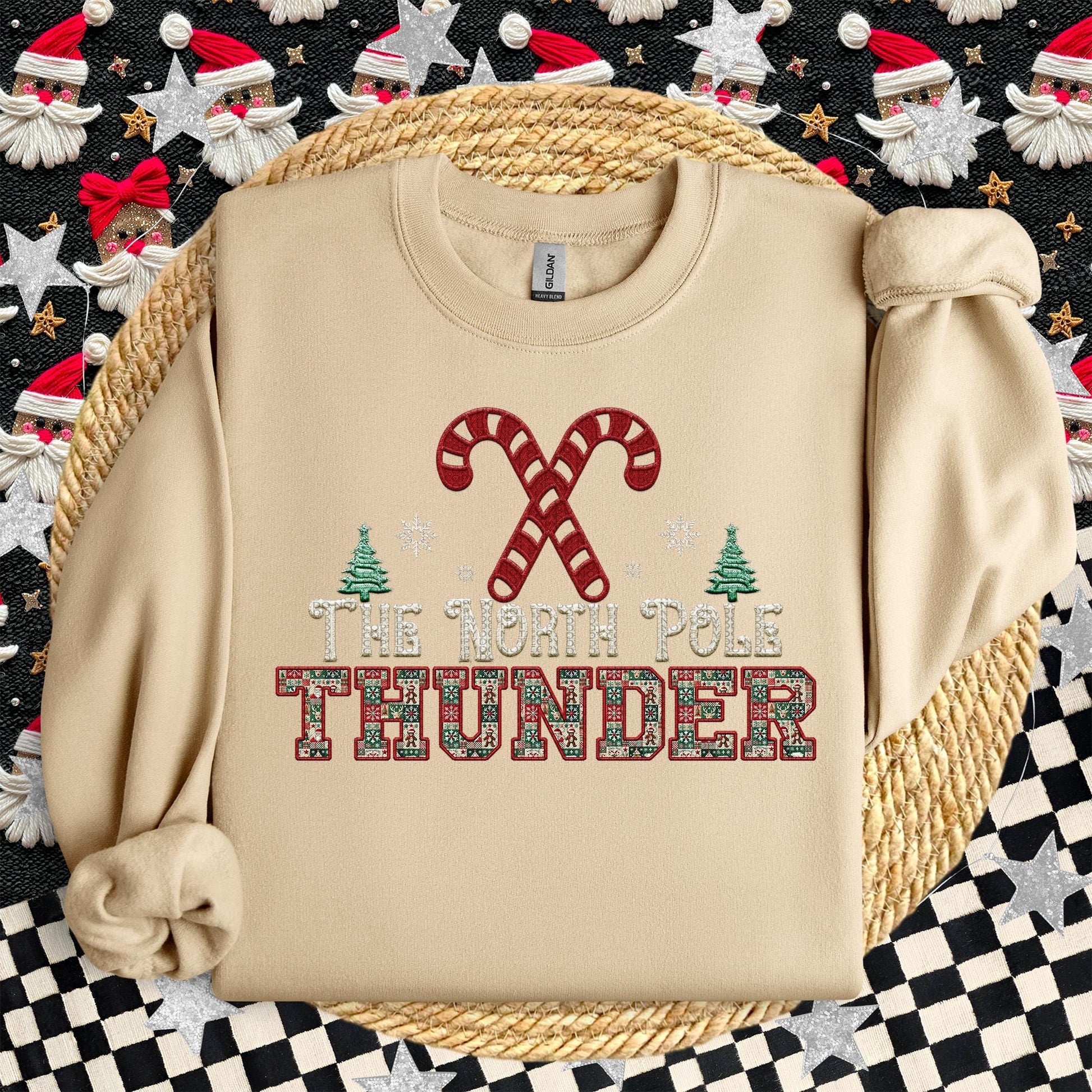 Thunders Christmas themed Mascot PNG Christmas School Spirit, Holiday Mascot, Game day Christmas Festive Faux Embroidery Digital Download