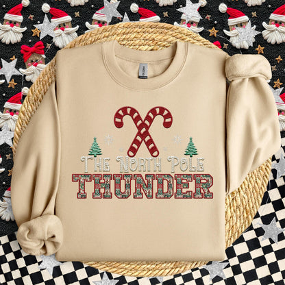 Thunders Christmas themed Mascot PNG Christmas School Spirit, Holiday Mascot, Game day Christmas Festive Faux Embroidery Digital Download