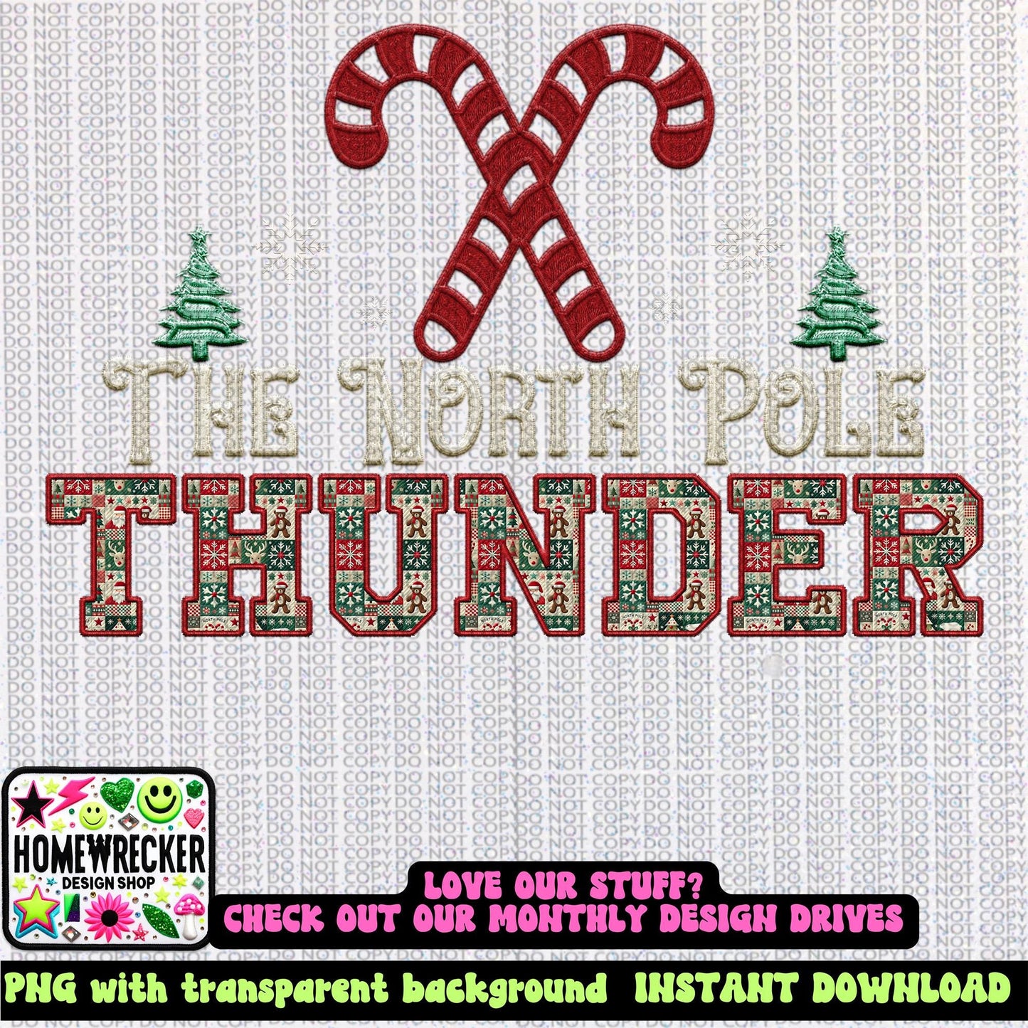Thunders Christmas themed Mascot PNG Christmas School Spirit, Holiday Mascot, Game day Christmas Festive Faux Embroidery Digital Download