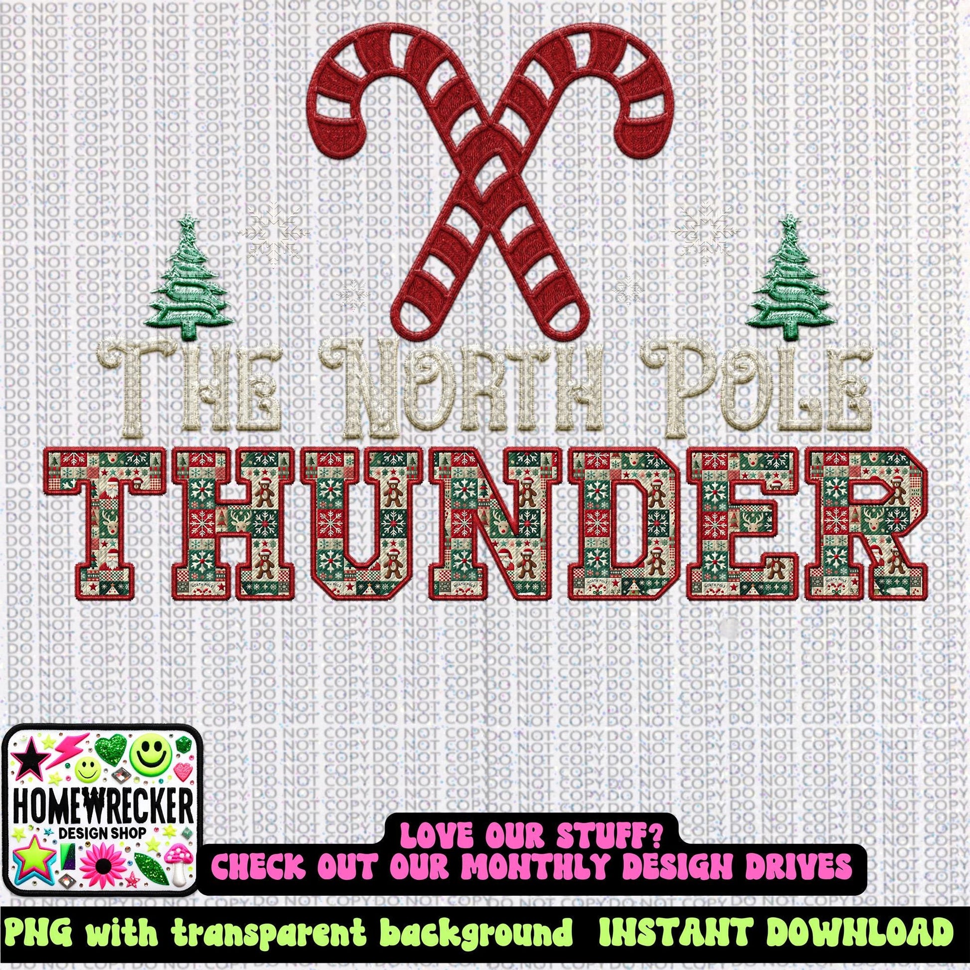 Thunders Christmas themed Mascot PNG Christmas School Spirit, Holiday Mascot, Game day Christmas Festive Faux Embroidery Digital Download