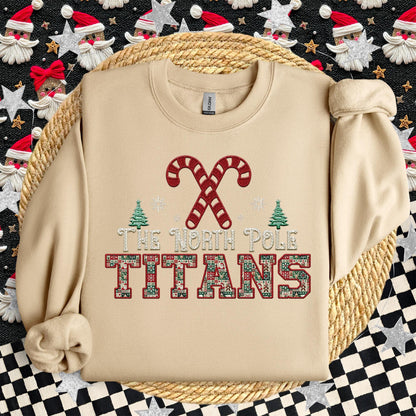 Titans Christmas themed Mascot PNG Christmas School Spirit, Holiday Mascot, Game day Christmas Festive Faux Embroidery Digital Download