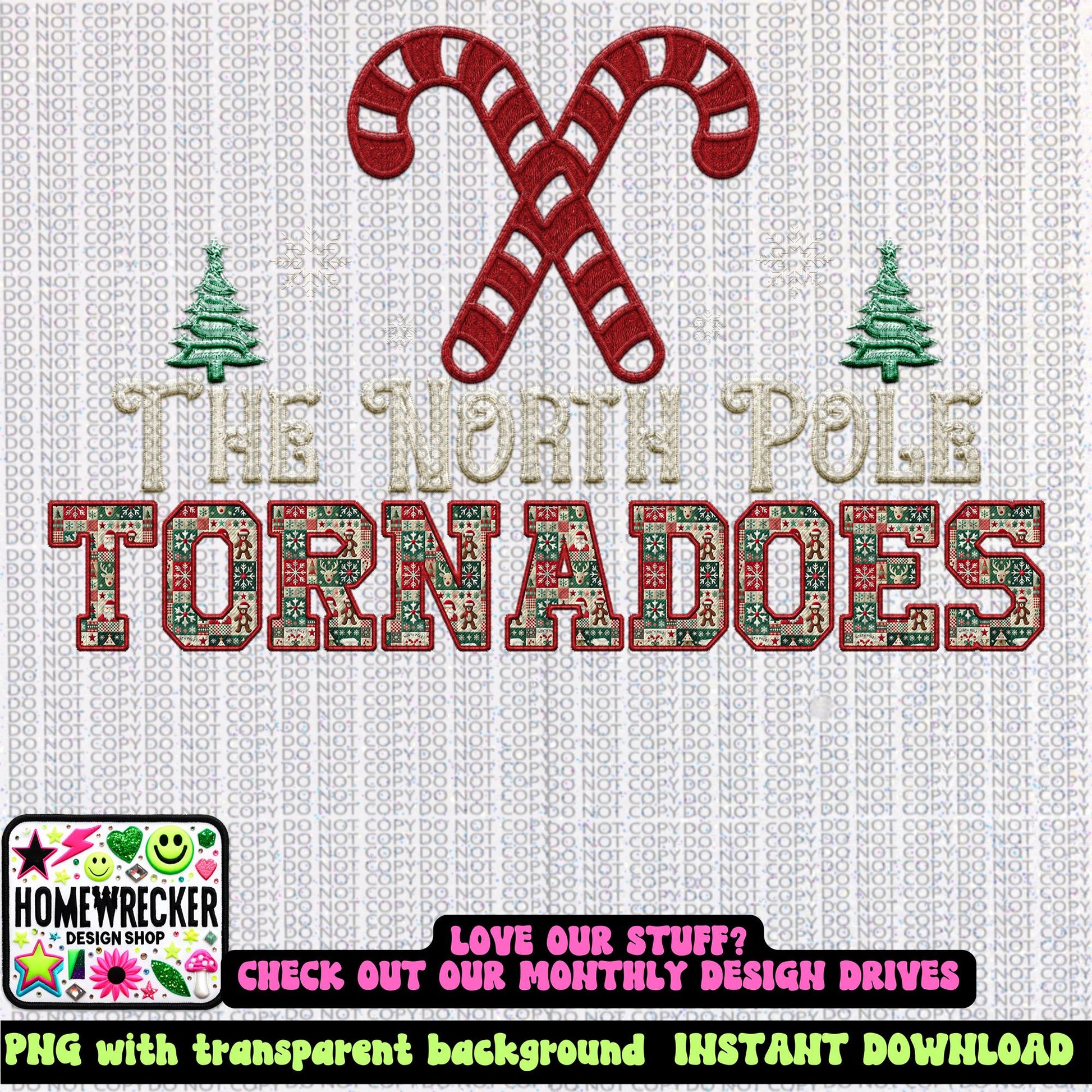 Tornadoes Christmas themed Mascot PNG Christmas School Spirit Holiday Mascot, Game day Christmas Festive Faux Embroidery Digital Download