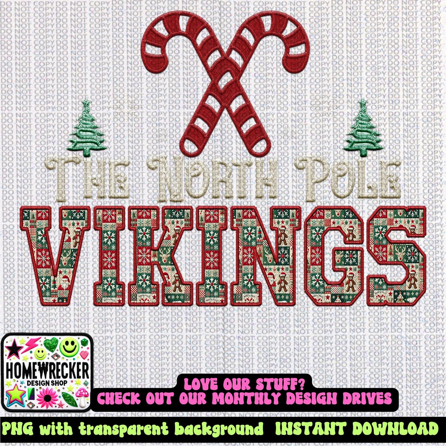 Vikings Christmas themed Mascot PNG Christmas School Spirit Holiday Mascot, Game day Christmas Festive Faux Embroidery Digital Download