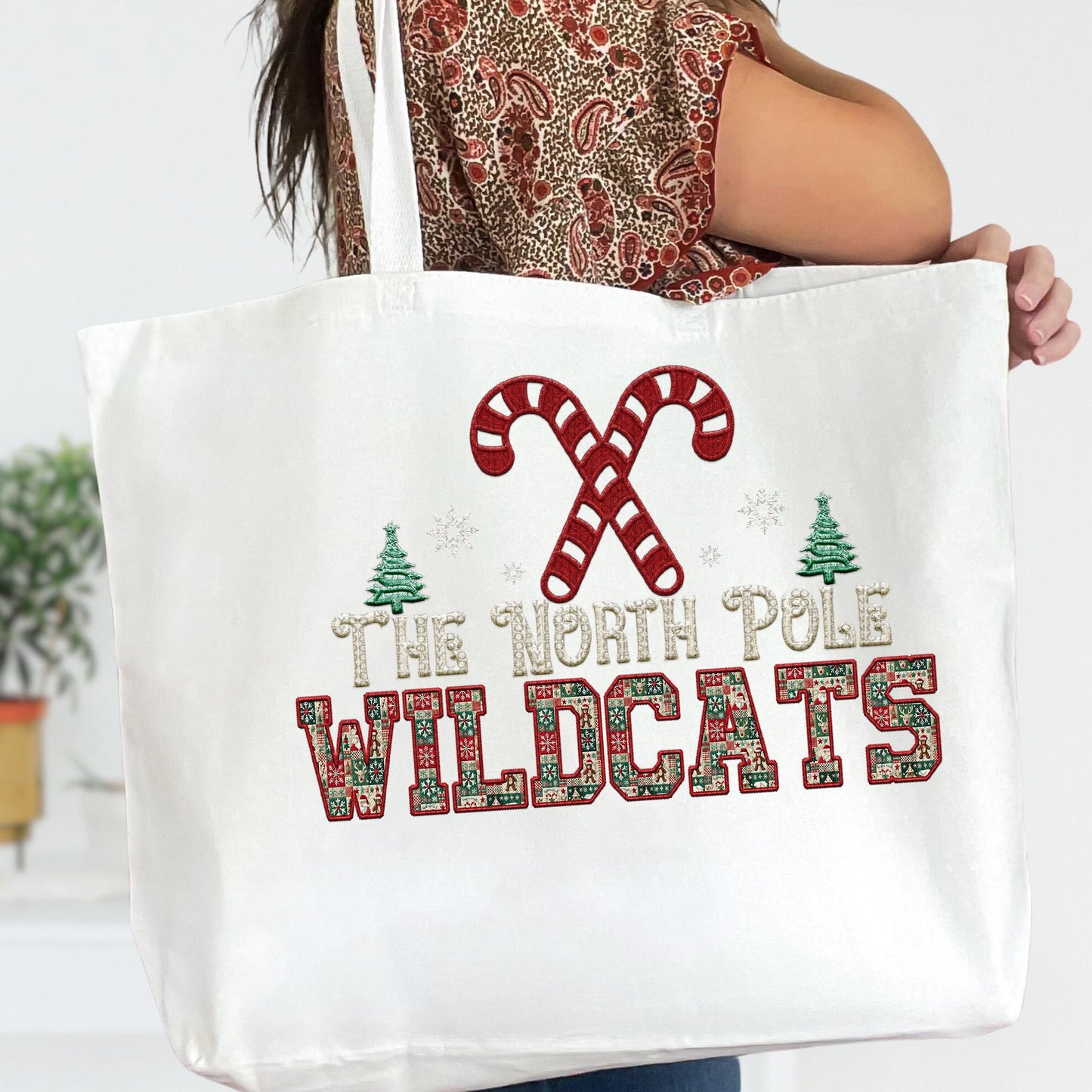 Wildcats Christmas themed Mascot PNG Christmas School Spirit Holiday Mascot, Game day Christmas Festive Faux Embroidery Digital Download