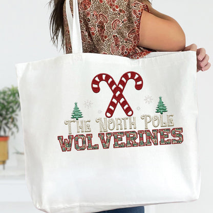 Wolverines Christmas themed Mascot PNG Christmas School Spirit, Holiday Mascot, Game day Christmas Festive Faux Embroidery Digital Download