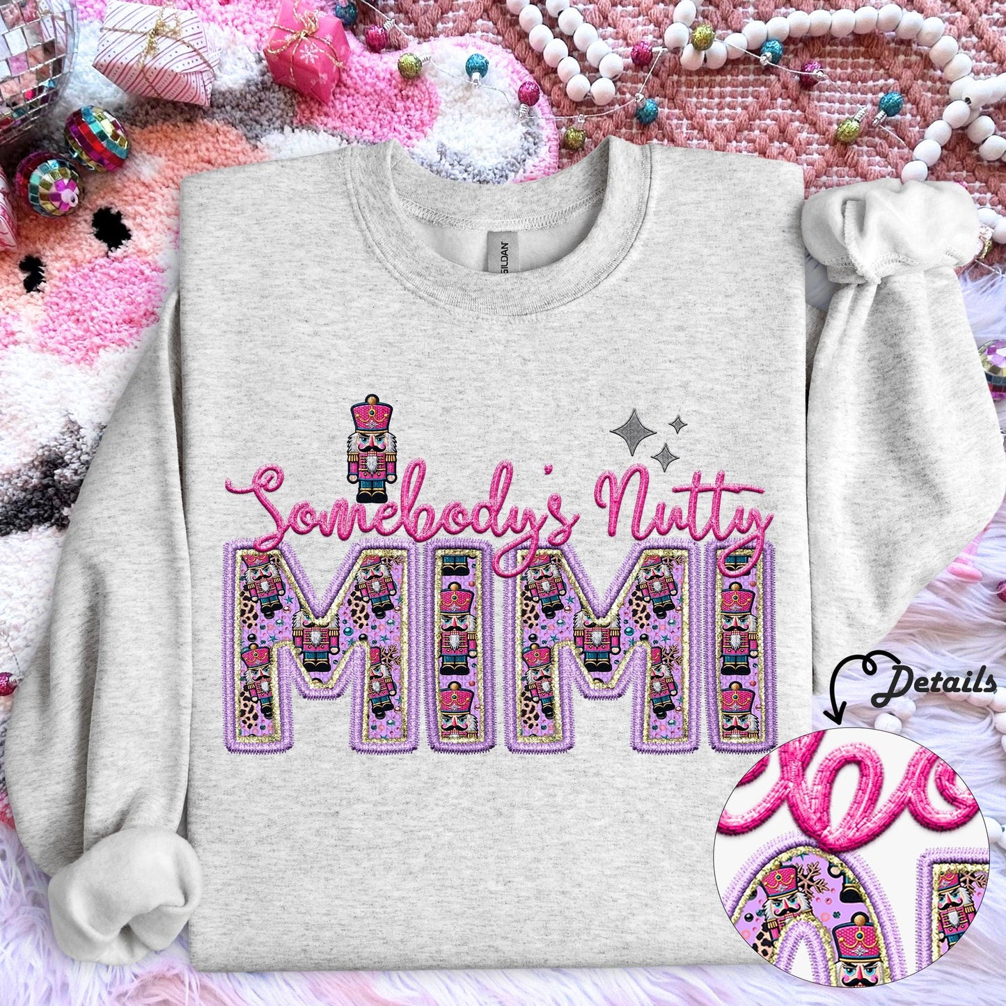 Mimi | Somebodys Nutty PNG Faux Embroidery digital Design Christmas PNG Holiday T-shirt Design Holiday Digital Download