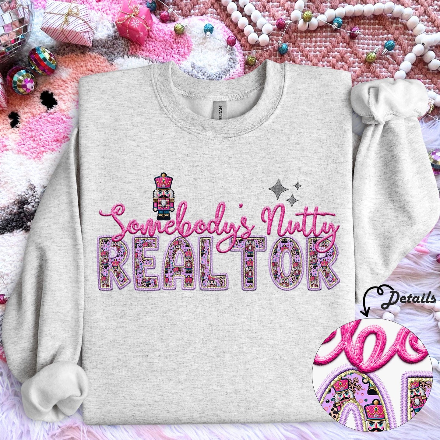 Realtor | Somebodys Nutty PNG Faux Embroidery digital Design Christmas PNG Holiday T-shirt Design Holiday Digital Download