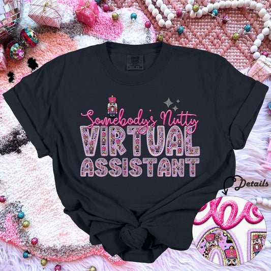 Virtual Assistant | Somebodys Nutty PNG Faux Embroidery digital Design Christmas PNG Holiday T-shirt Design Holiday Digital Download