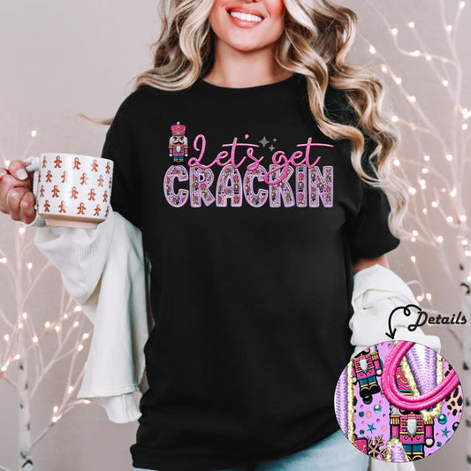 Nutcracker | Lets get crackin PNG Faux Embroidery digital Design Christmas PNG Holiday T-shirt Design Holiday Digital Download