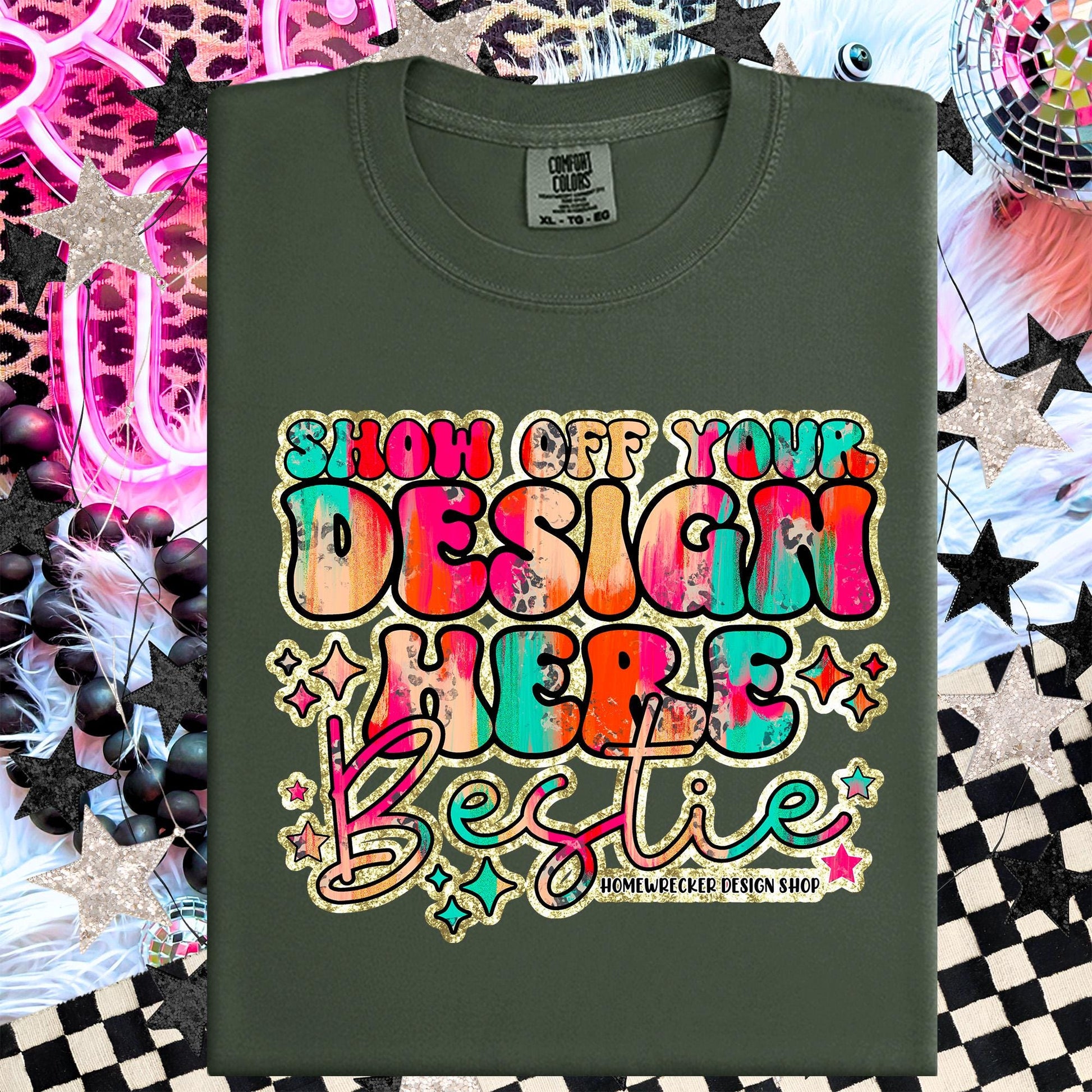 Comfort colors Mockup, Hemp , CC1717 flat lay, Neon Disco Balloon Dog Neon Light, Checkered print Trendy Mock up