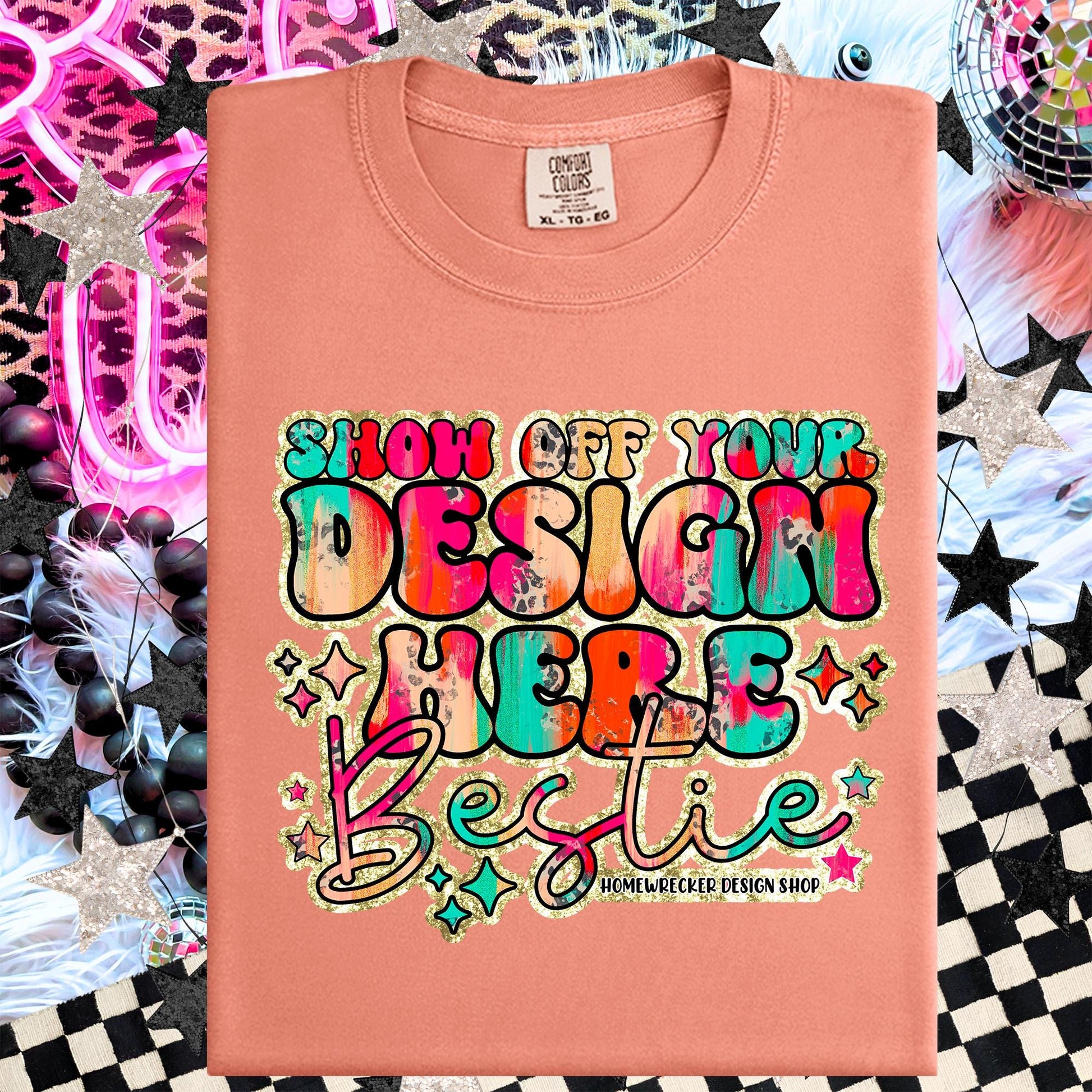 Comfort colors Mockup, Terracotta , CC1717 flat lay, Neon Disco Balloon Dog Neon Light, Checkered print Trendy Mock up