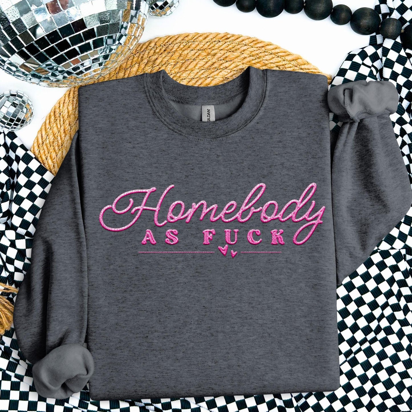 Homebody AF Faux Embroidery pink color PNG