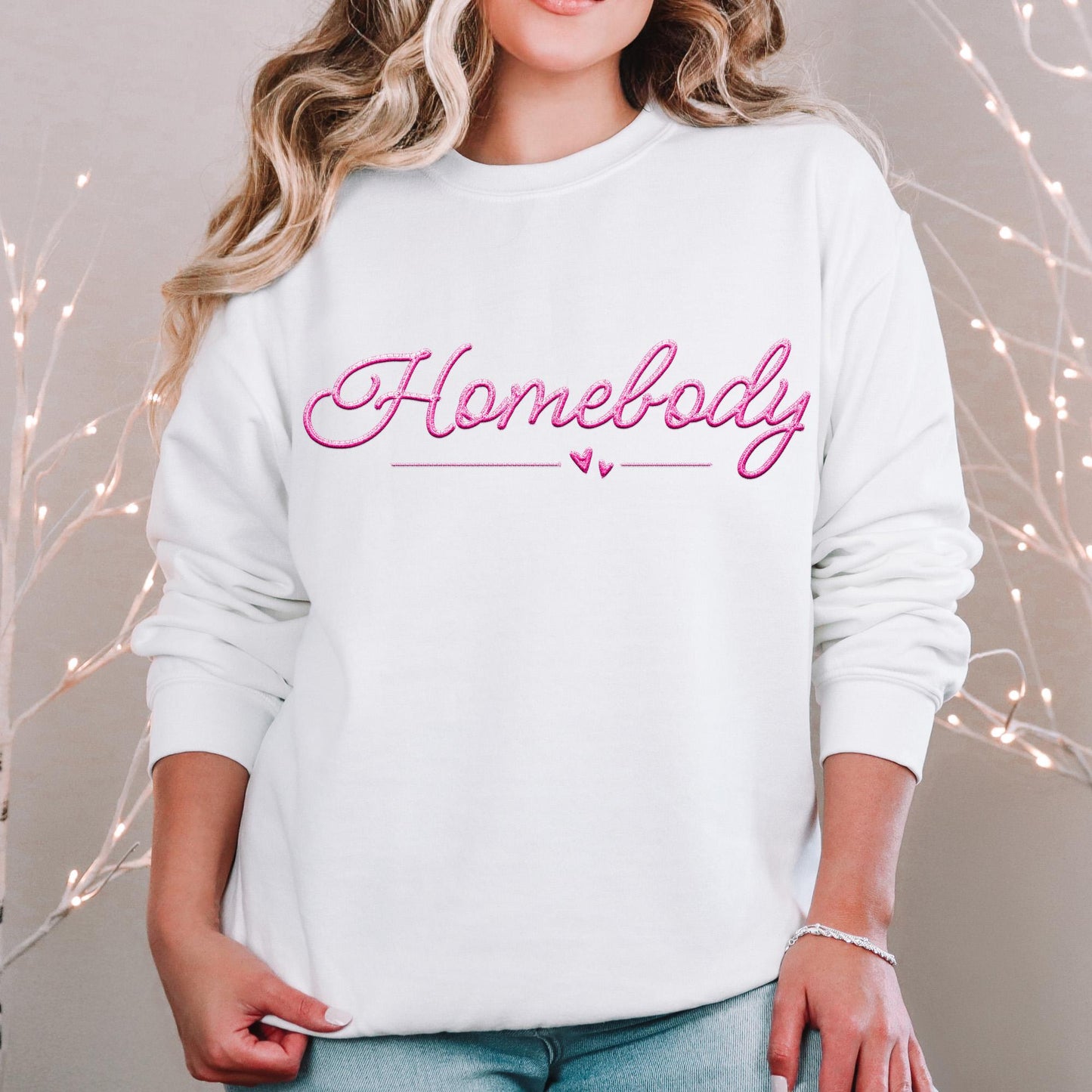 Homebody Faux Embroidery pink color PNG