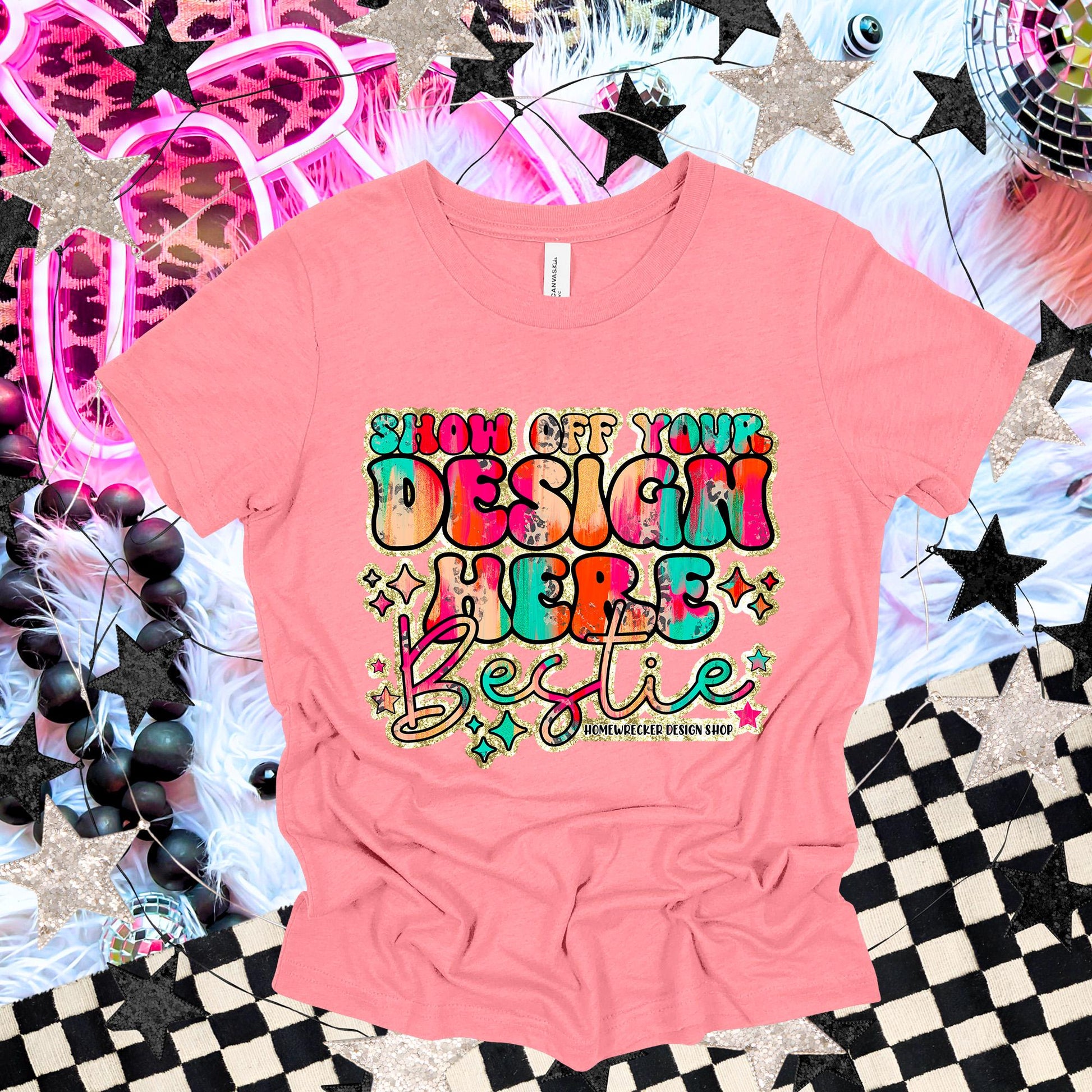 Bella & Canvas Tshirt Mock up | BC3001 Mock up | Neon pink