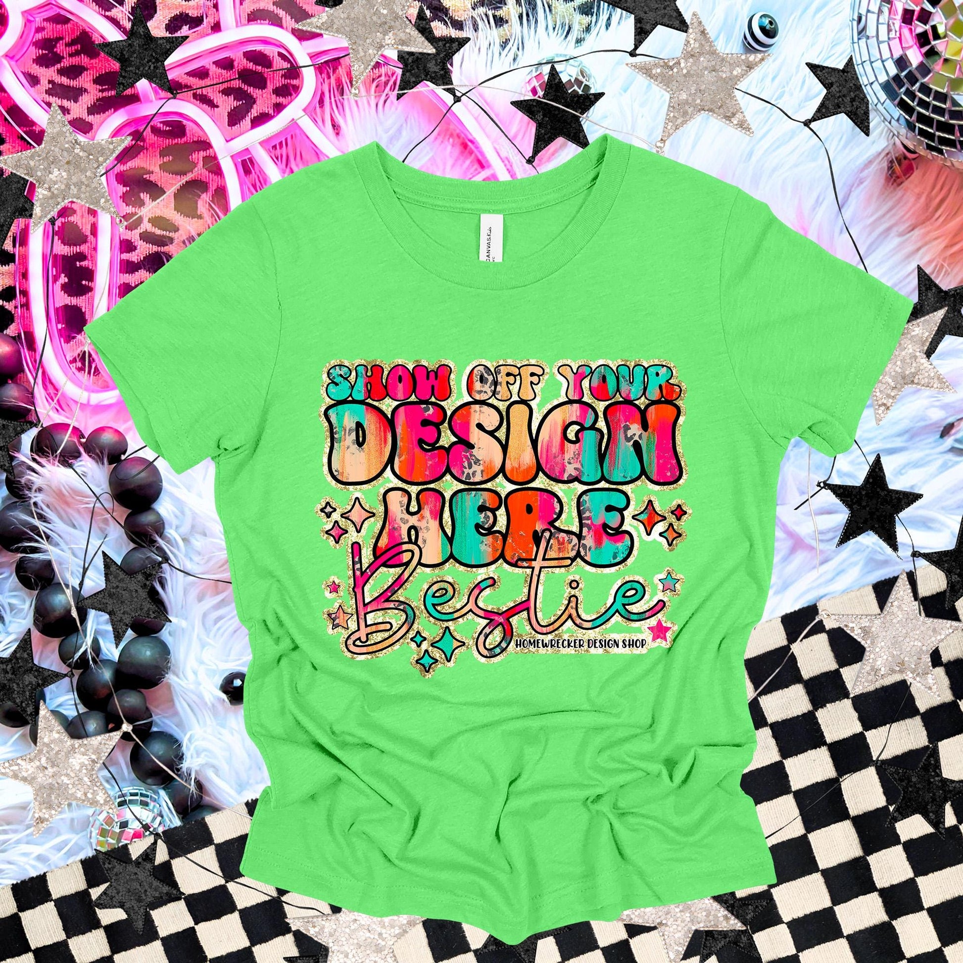 Bella & Canvas Tshirt Mock up | BC3001 Mock up | Neon Green