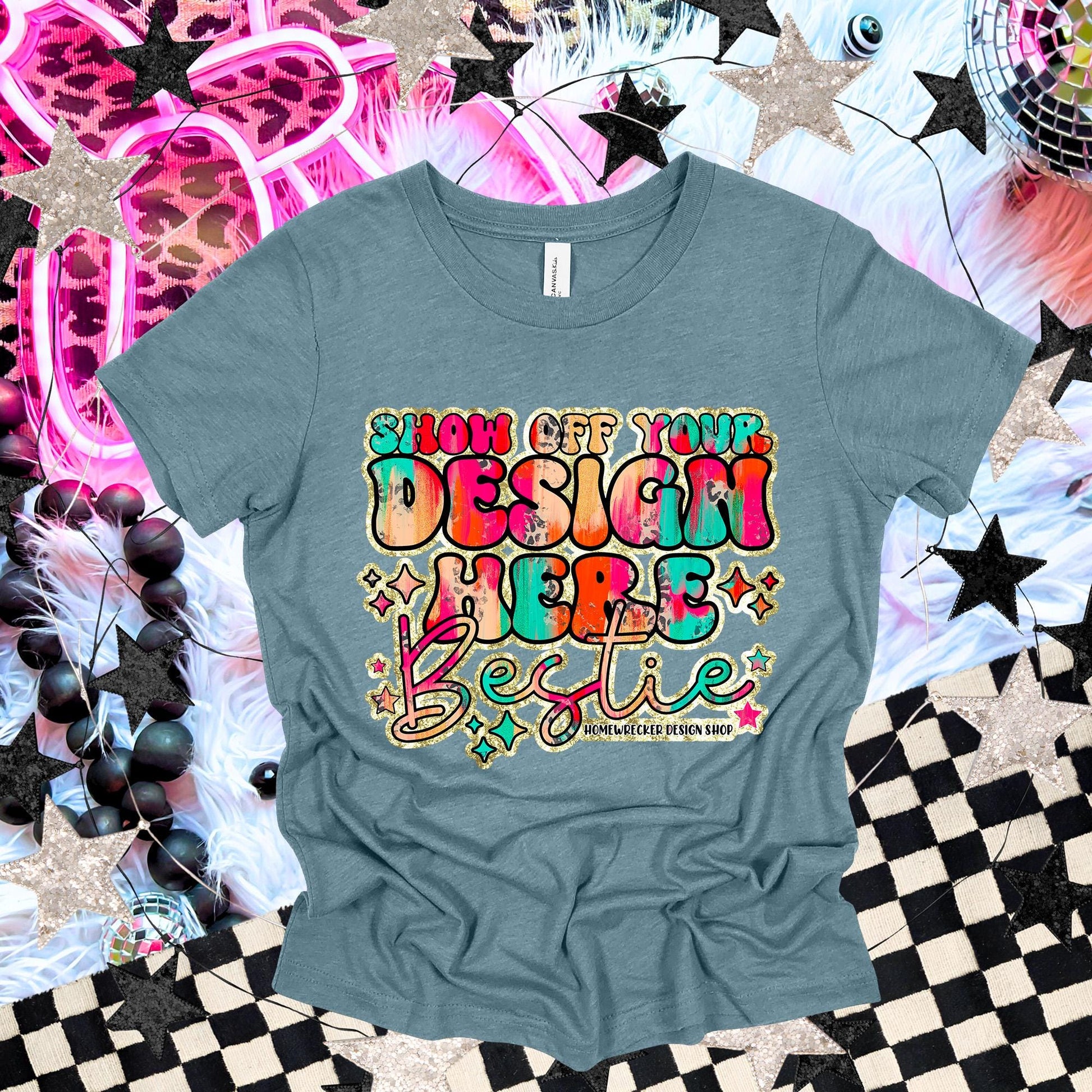 Bella & Canvas Tshirt Mock up | BC3001 Mock up | Heather Deep teal