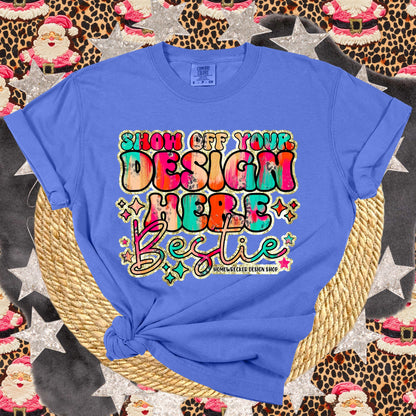 Comfort Colors Mockup, Christmas T-shirt Mock-up, Neon blue, flat lay, Retro leopard print Santa Claus, product mock-up, download