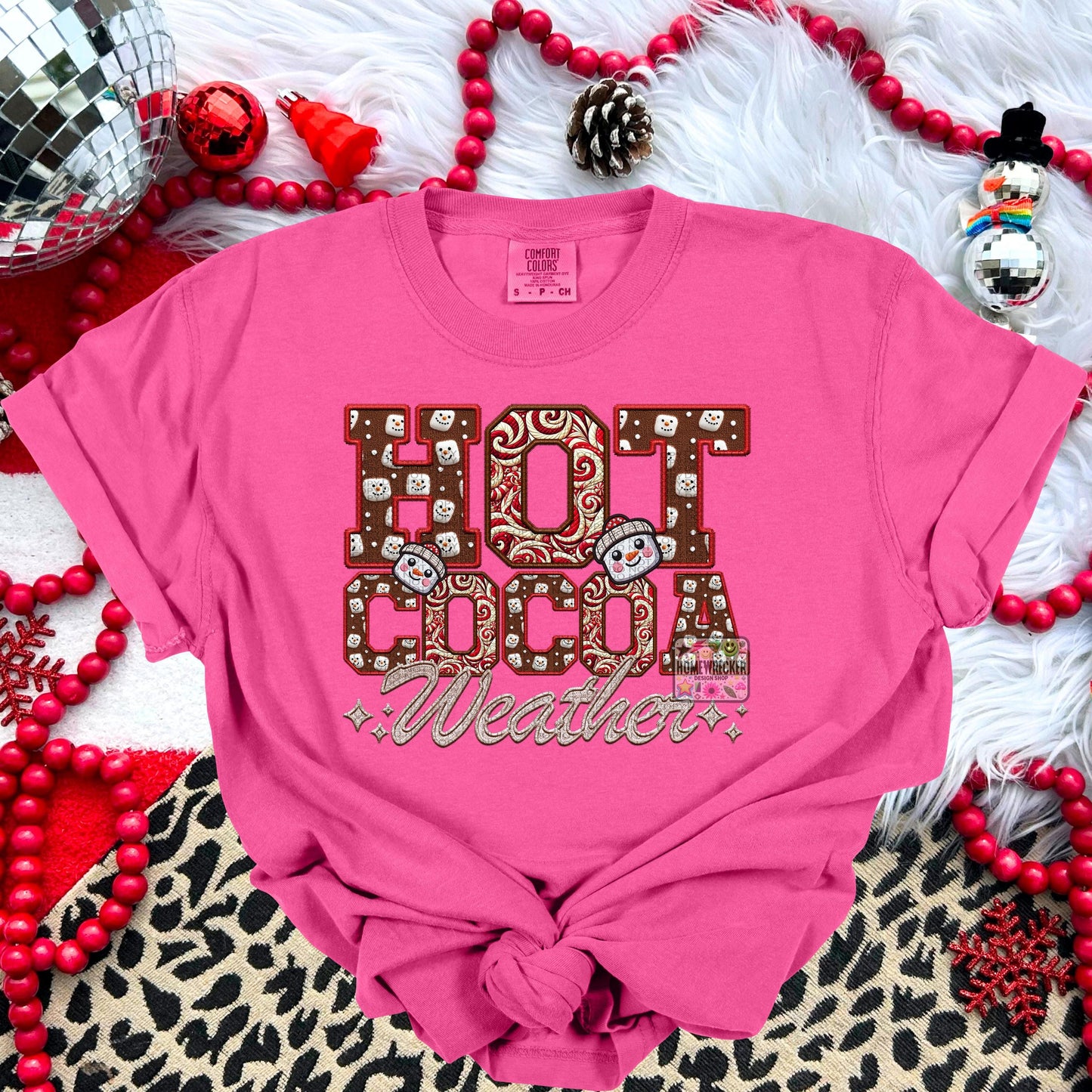 Hot Cocoa PNG Hot Cocoa Weather, Peppermint, Hot Cocoa and Marshmallows Tshirt Design PNG Faux Embroidery