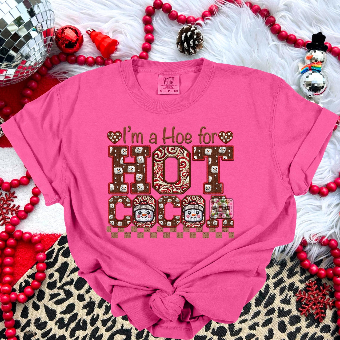 Hot Cocoa PNG I'm a hoe for hot cocoa, Peppermint, Hot Cocoa and Marshmallows Tshirt Design PNG Faux Embroidery