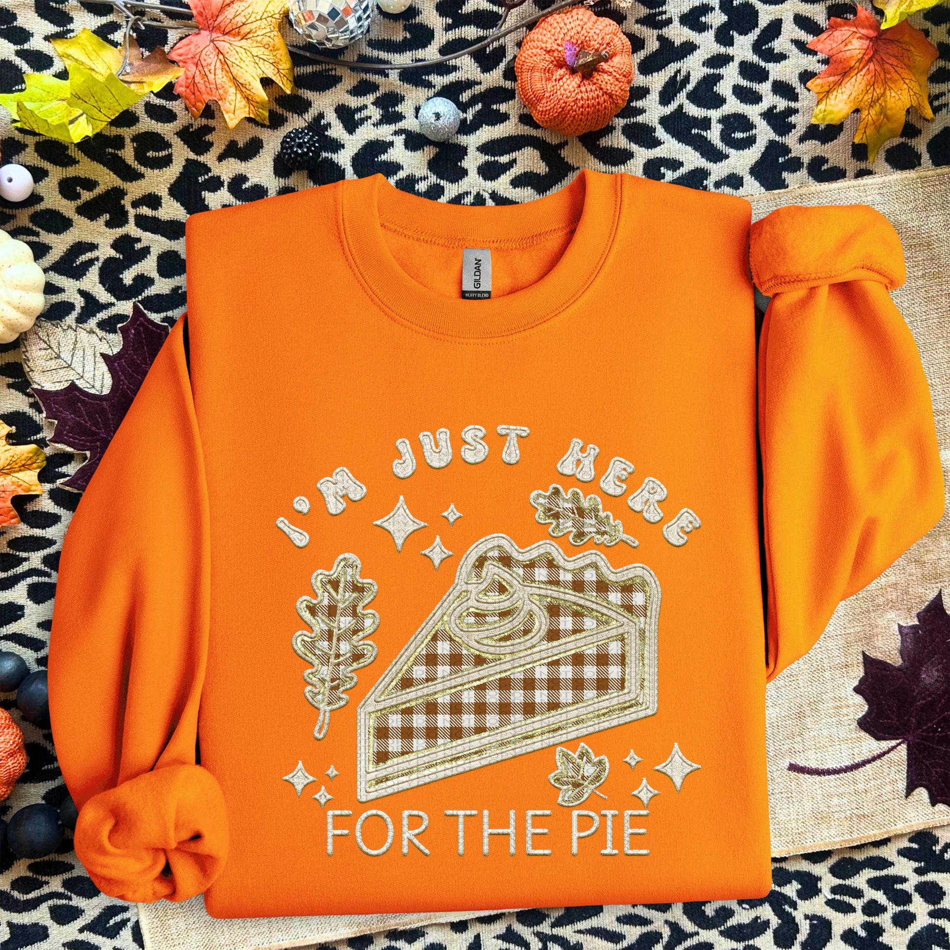 Thanksgiving PNG, I'm just here for the pie, pumpkin pie, faux embroidery, thanksgiving design, tshirt design, PNG