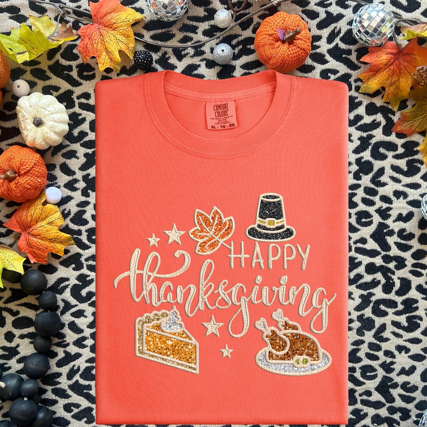 Thanksgiving PNG, happy thanksgiving, turkey png, pie, pumpkin pie, fall, autumn, faux embroidery, thanksgiving design, tshirt design, PNG