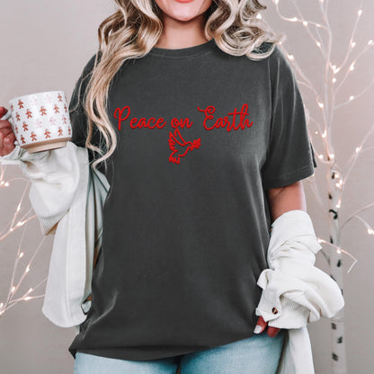 Christmas Peace on Earth PNG Faux Embroidery digital Design Christmas PNG Holiday T-shirt Design Festive Merry Digital Download