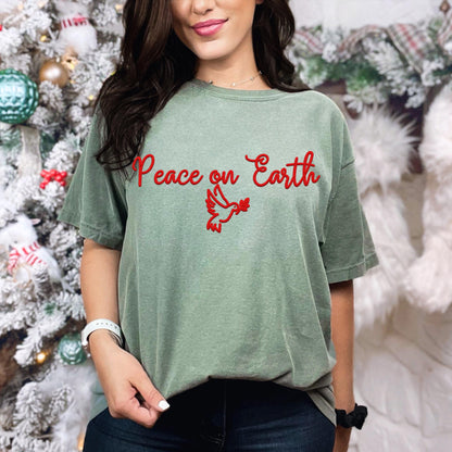 Christmas Peace on Earth PNG Faux Embroidery digital Design Christmas PNG Holiday T-shirt Design Festive Merry Digital Download