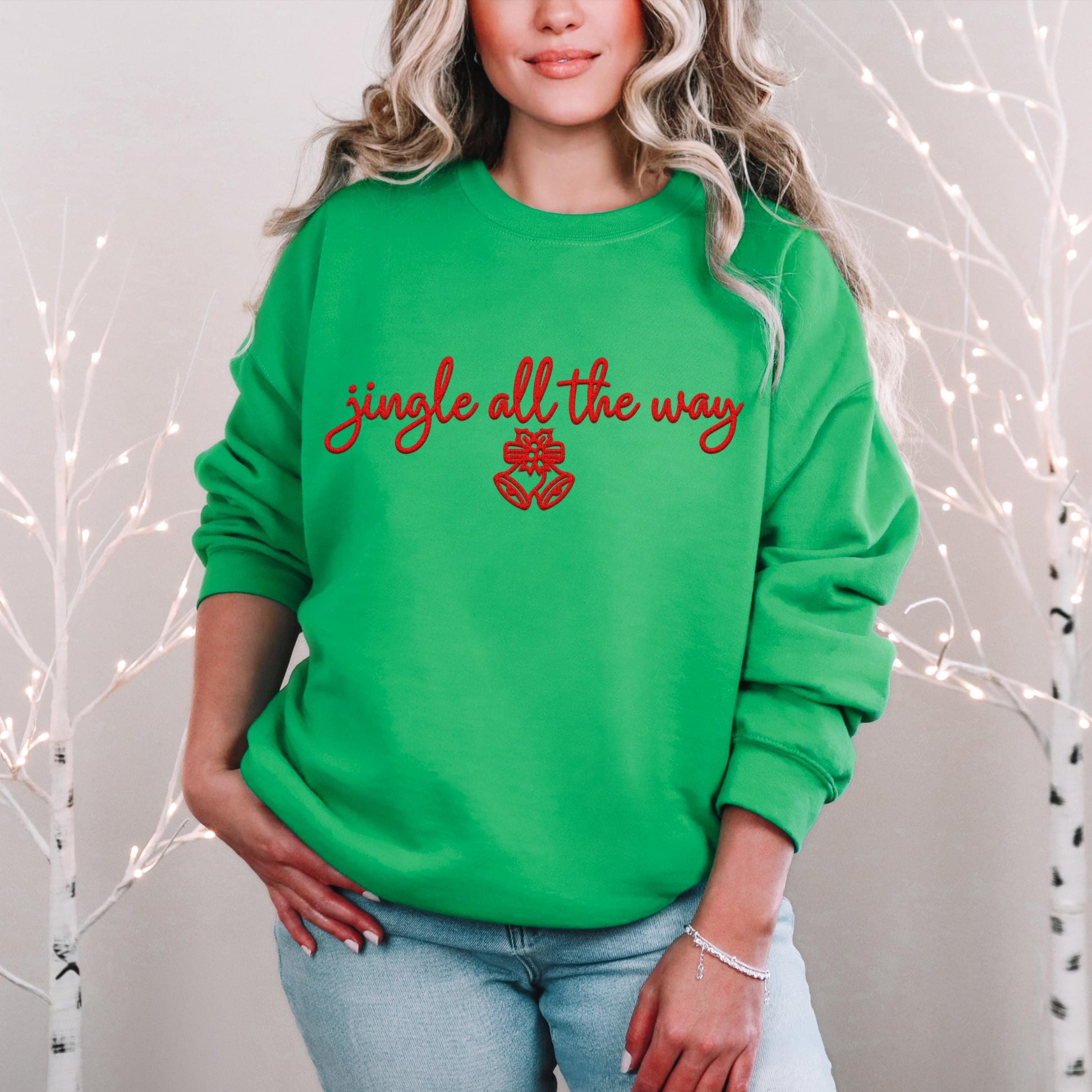 Jingle all the way PNG Faux Embroidery digital Design Christmas PNG Holiday T-shirt Design Festive Merry Nativity Scene Digital Download