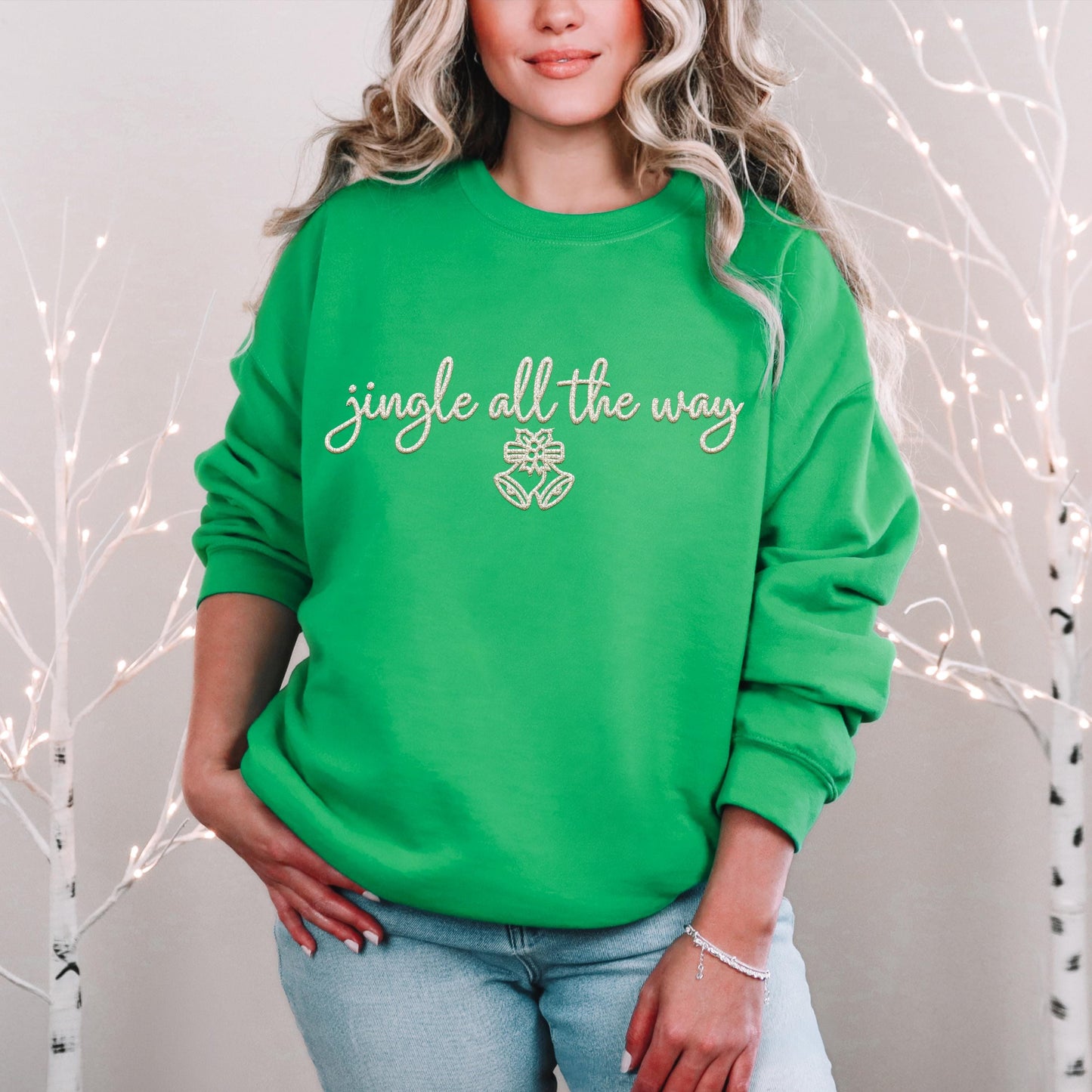 Jingle all the way PNG Faux Embroidery digital Design Christmas PNG Holiday T-shirt Design Festive Merry Nativity Scene Digital Download