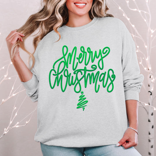 Merry Christmas PNG, faux embroidery digital design, Christmas Holiday design, tshirt design, Script Font Christmas PNG