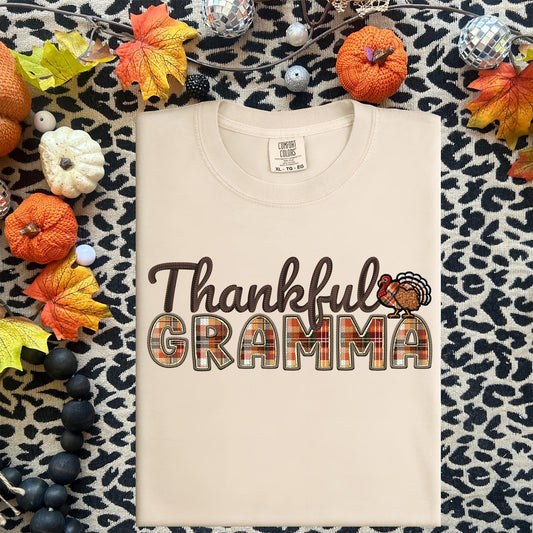 Thankful Gramma, Fall,faux embroidery, digital design, png, holiday season, PNG DOWNLOAD