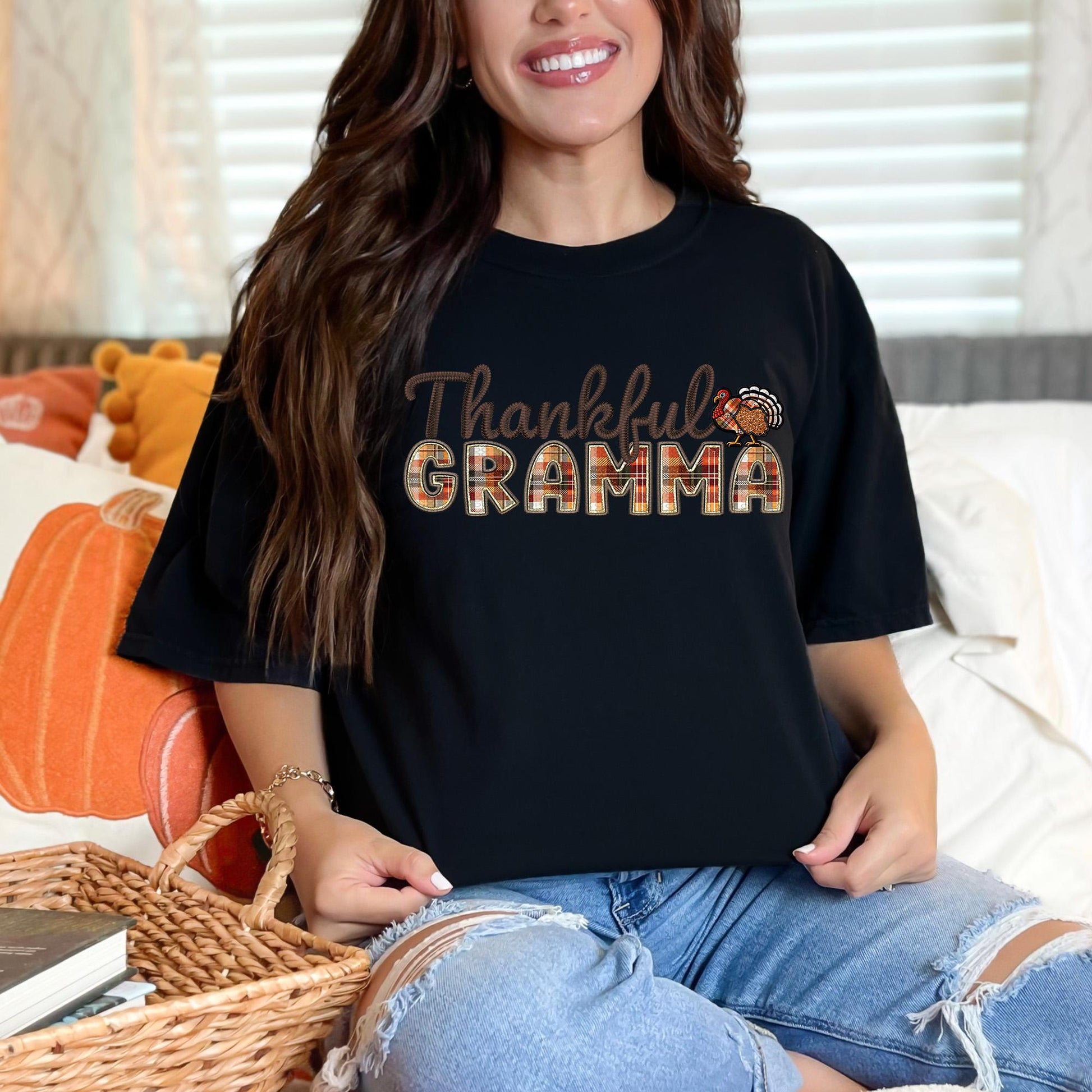 Thankful Gramma, Fall,faux embroidery, digital design, png, holiday season, PNG DOWNLOAD