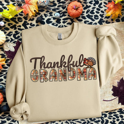Thankful Grandma, Fall,faux embroidery, digital design, png, holiday season, PNG DOWNLOAD
