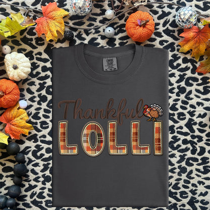 Thankful Lolli, Fall,faux embroidery, digital design, png, holiday season, PNG DOWNLOAD