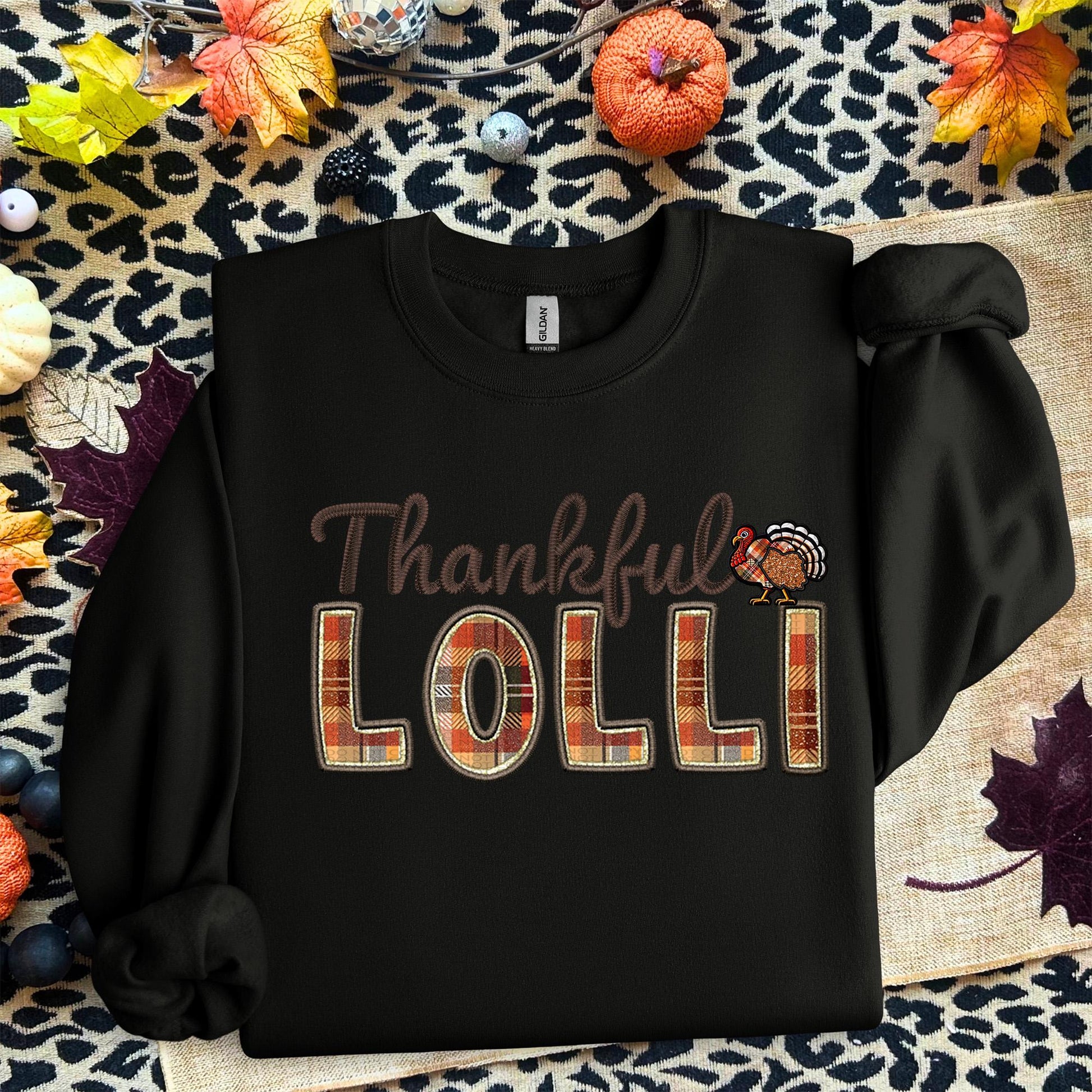 Thankful Lolli, Fall,faux embroidery, digital design, png, holiday season, PNG DOWNLOAD