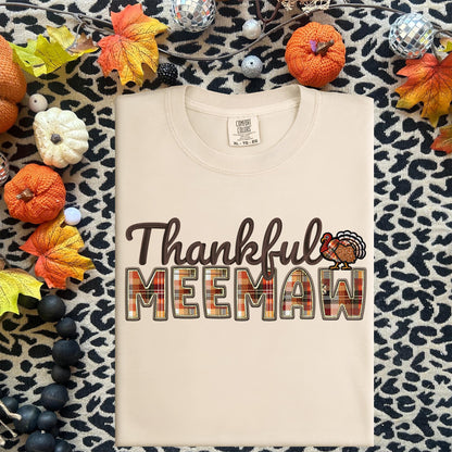 Thankful Meemaw, Fall,faux embroidery, digital design, png, holiday season, PNG DOWNLOAD