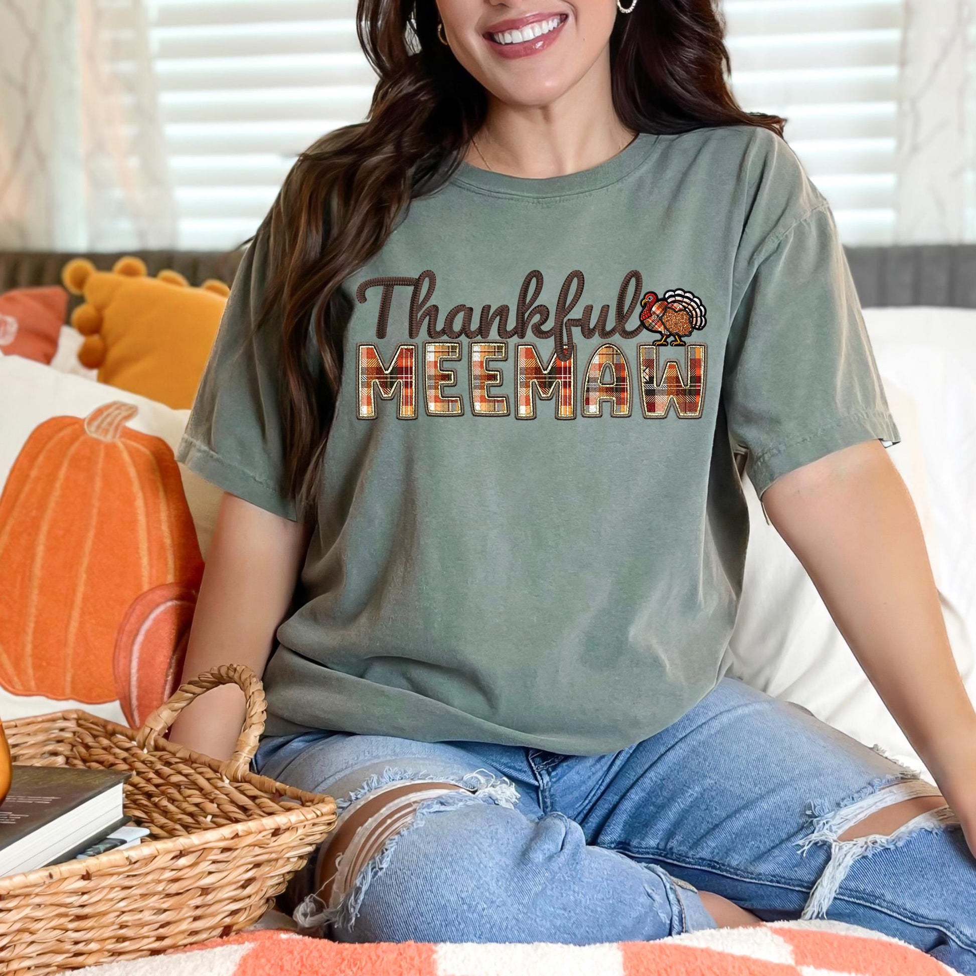 Thankful Meemaw, Fall,faux embroidery, digital design, png, holiday season, PNG DOWNLOAD