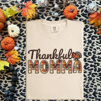 Thankful Momma, Fall,faux embroidery, digital design, png, holiday season, PNG DOWNLOAD