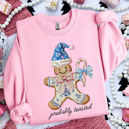 Probably Toasted, Preppy watercolor Gingerbread man | Christmas Holiday design, tshirt design, Winter and Christmas PNG