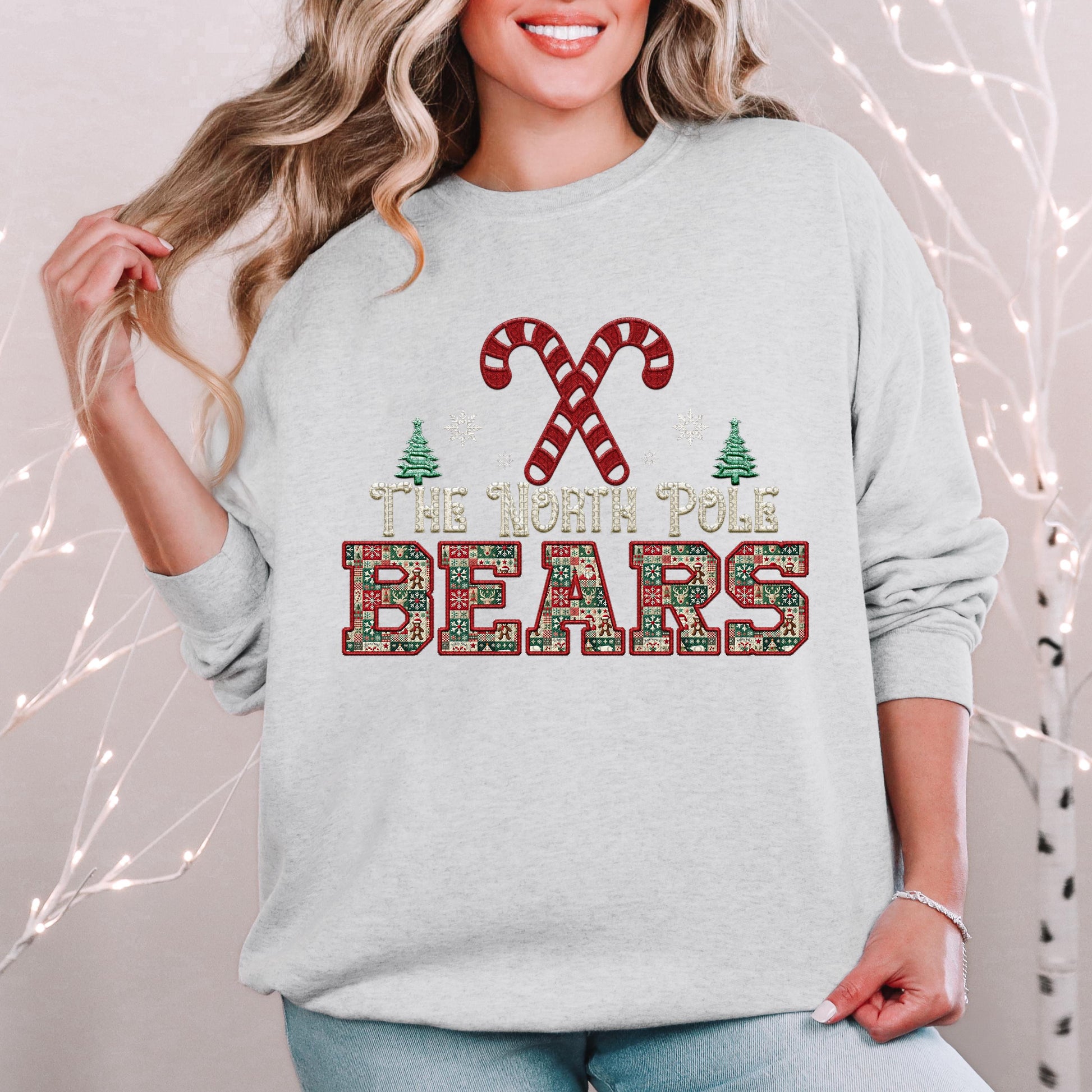 Bears Christmas themed Mascot PNG Christmas School Spirit, Holiday Mascot, Game day Christmas Festive, Faux Embroidery Digital Download