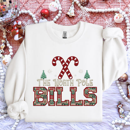Bills Christmas themed Mascot PNG Christmas School Spirit, Holiday Mascot, Game day Christmas Festive, Faux Embroidery Digital Download
