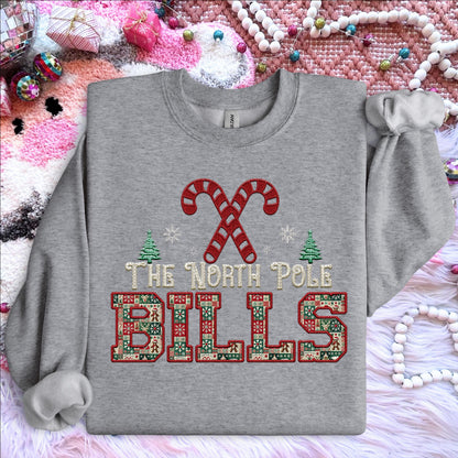 Bills Christmas themed Mascot PNG Christmas School Spirit, Holiday Mascot, Game day Christmas Festive, Faux Embroidery Digital Download